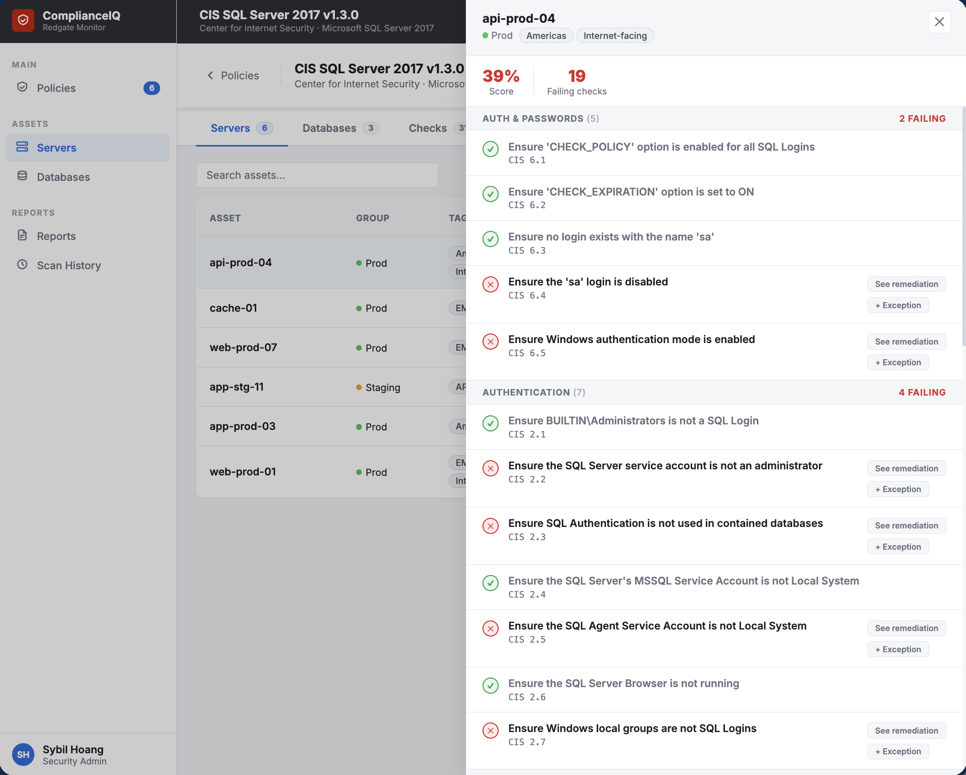 Compliance server remediation