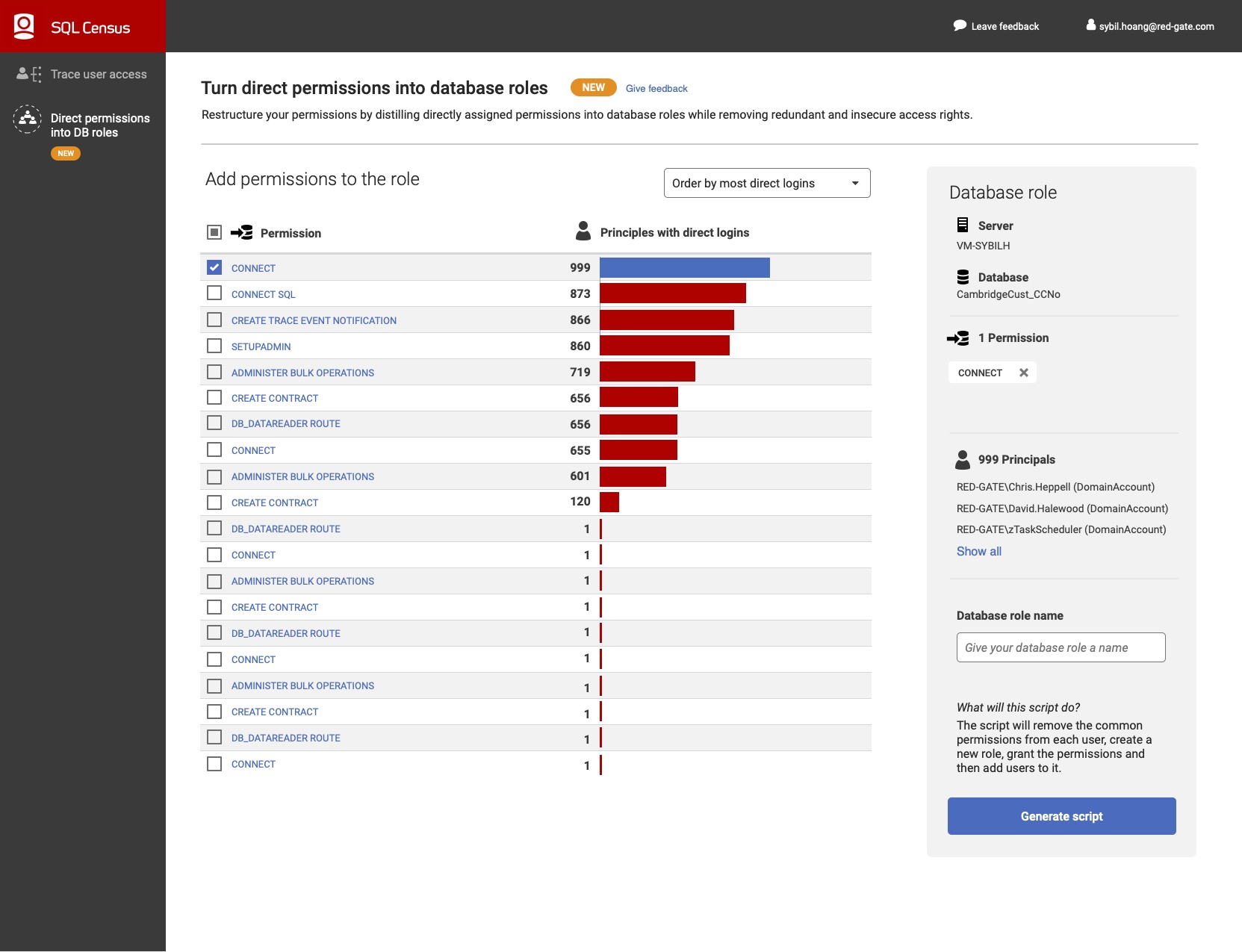 SQL Census Extract Database Role UI