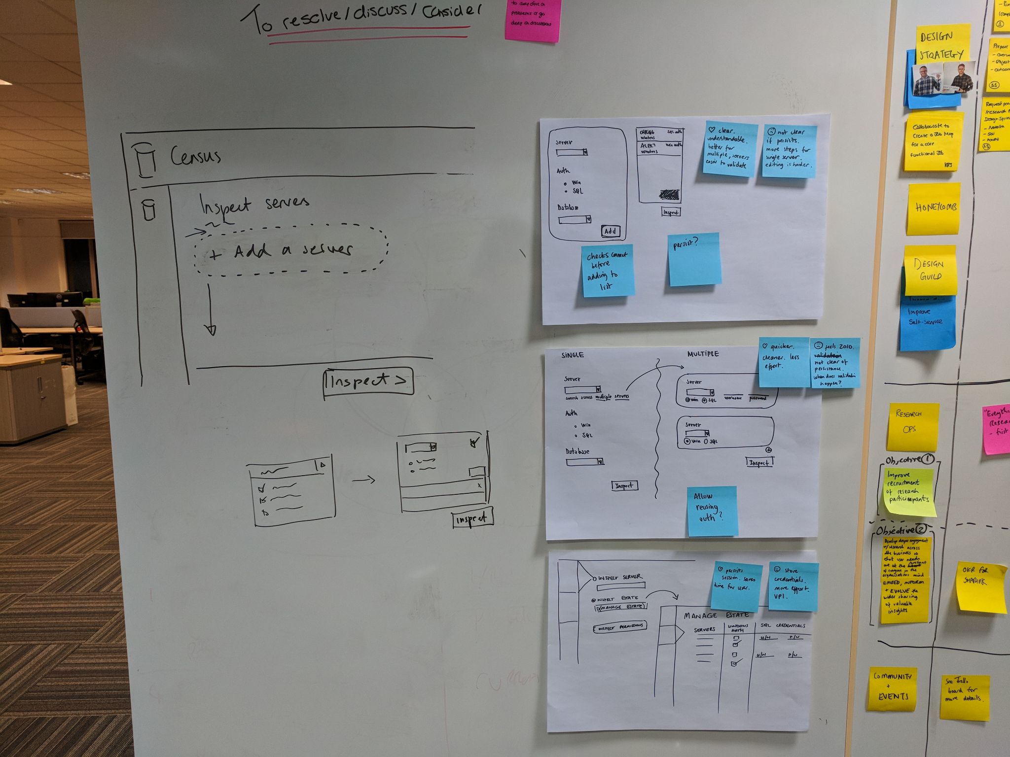 Early wireframe sketches